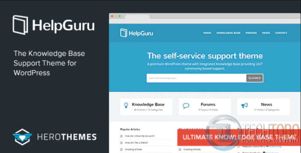 HelpGuru A Self-Service Knowledge Base WordPress Theme