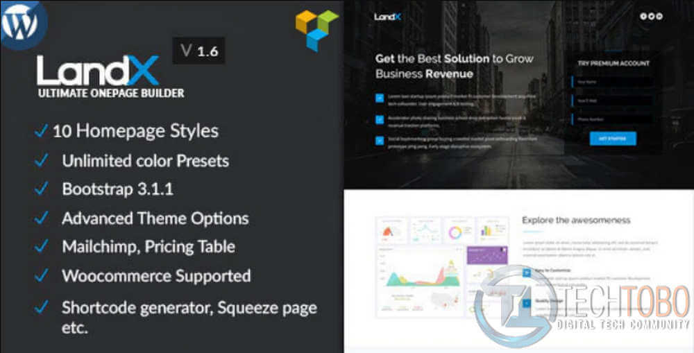 Download LandX Multipurpose Wordpress Landing Page